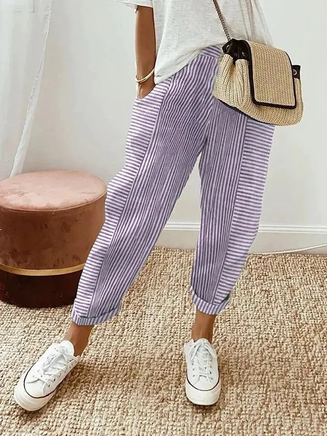 Erna™ - Striped Cotton Pants