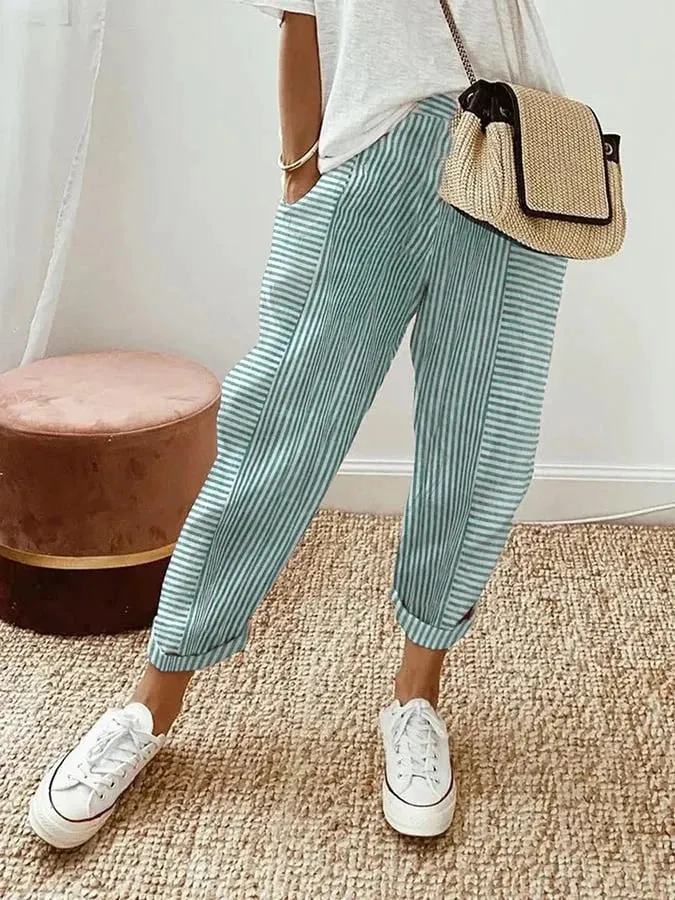 Erna™ - Striped Cotton Pants