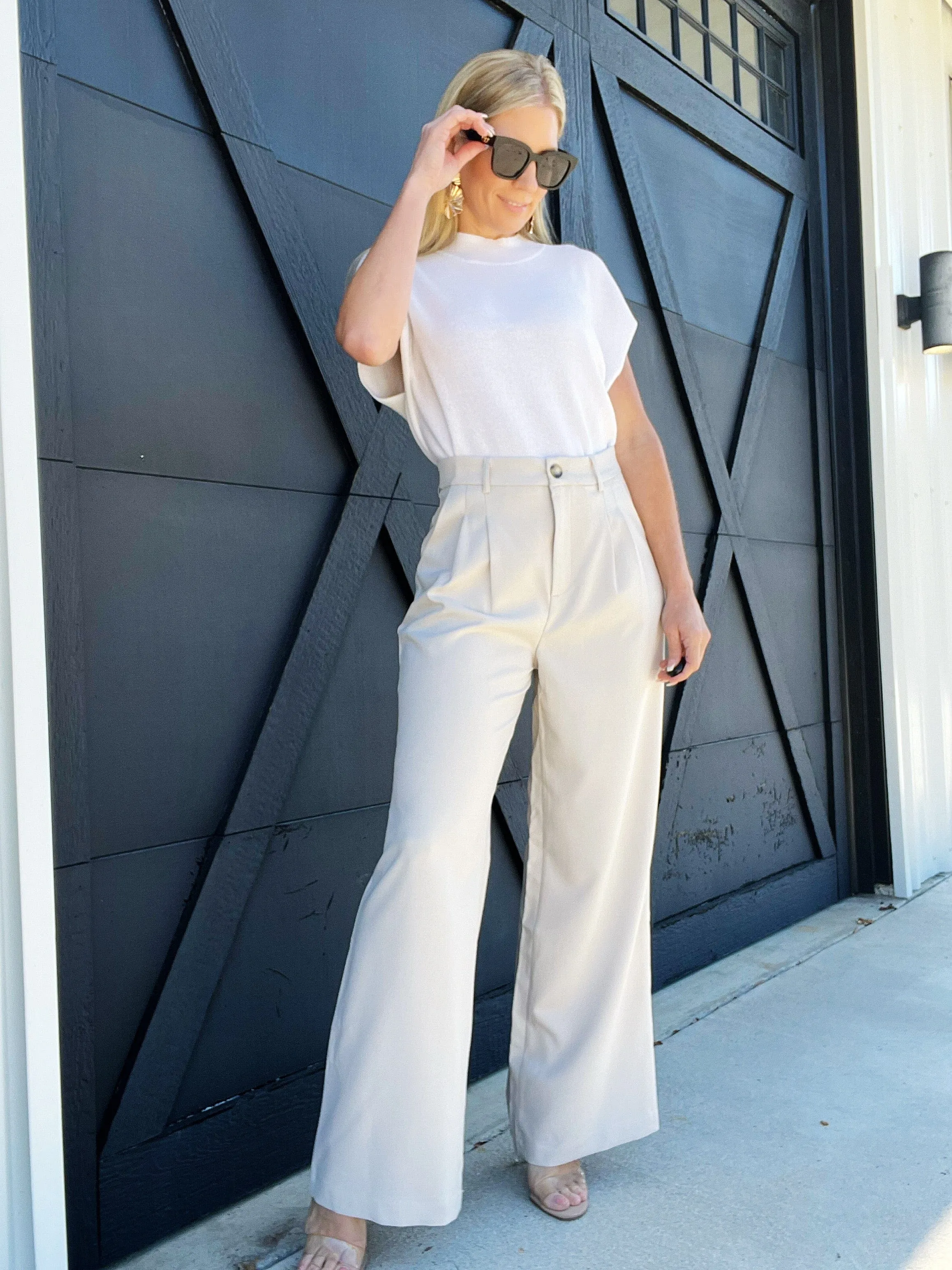 Fashion Forward Straight Leg Pants in Oatmeal