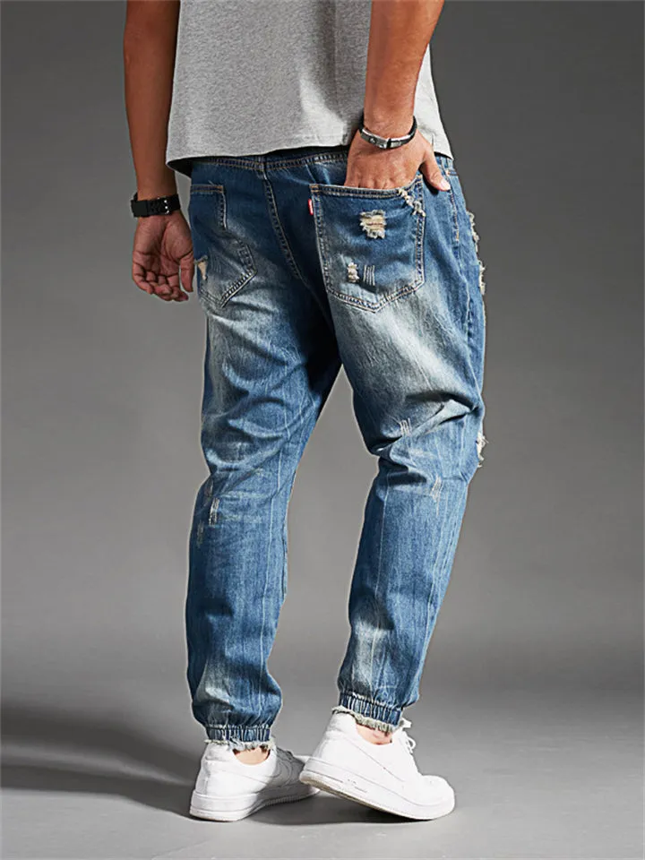 Fashion Street Style Ripped Washed Effect Oversized Harem Pants Denim Jeans