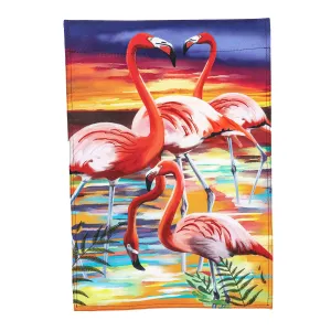 Flamingo Grouping Garden Linen Flag,14l10248
