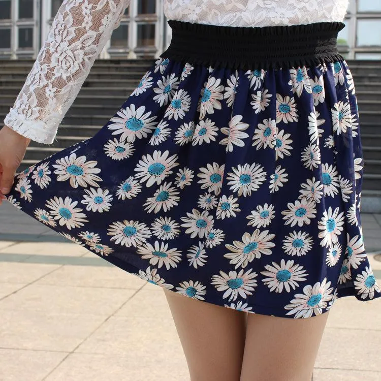 Floral Pleated Mini Skirt