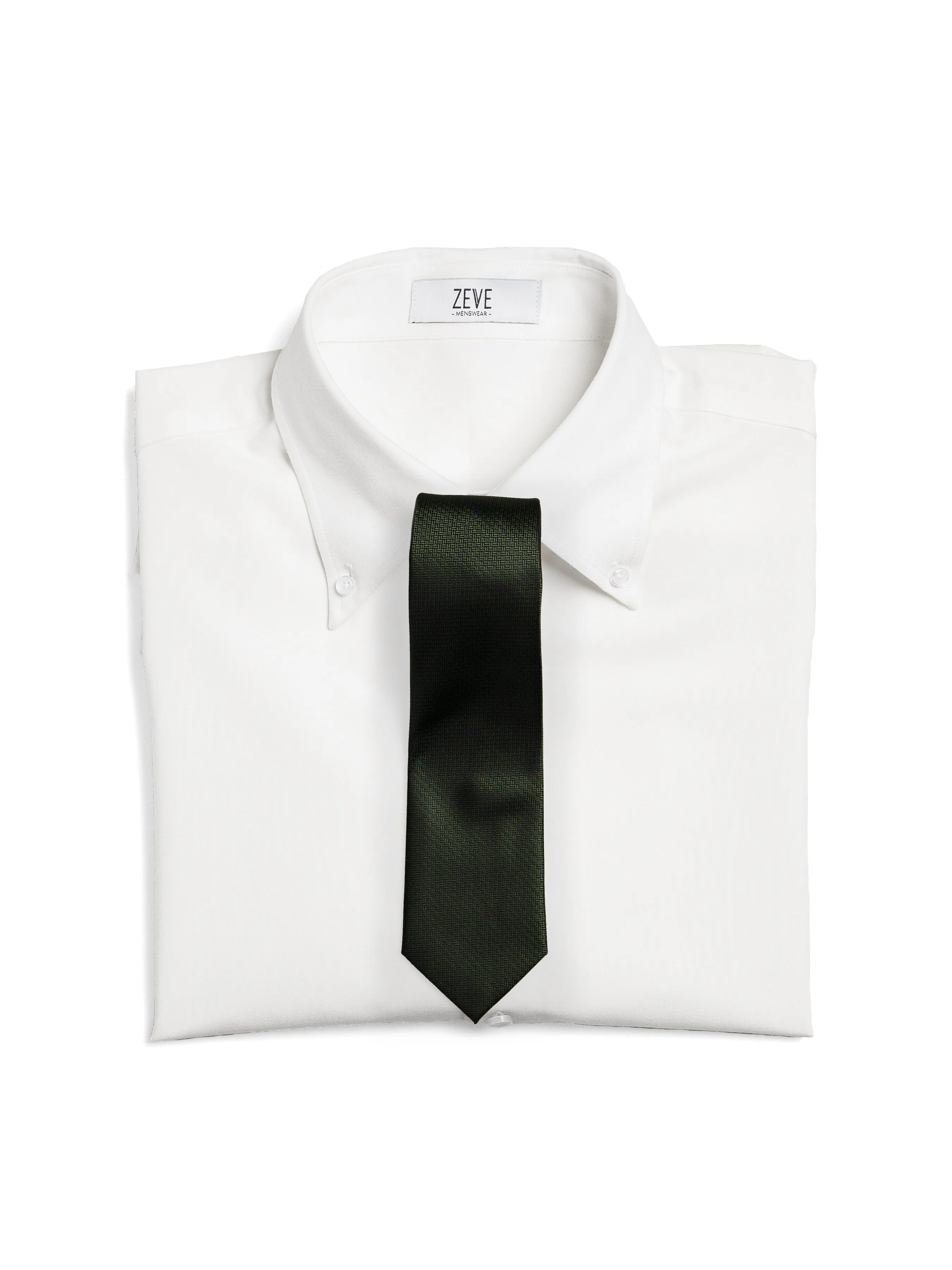 Geometric Tie - Dark Green with Mini Double Weave