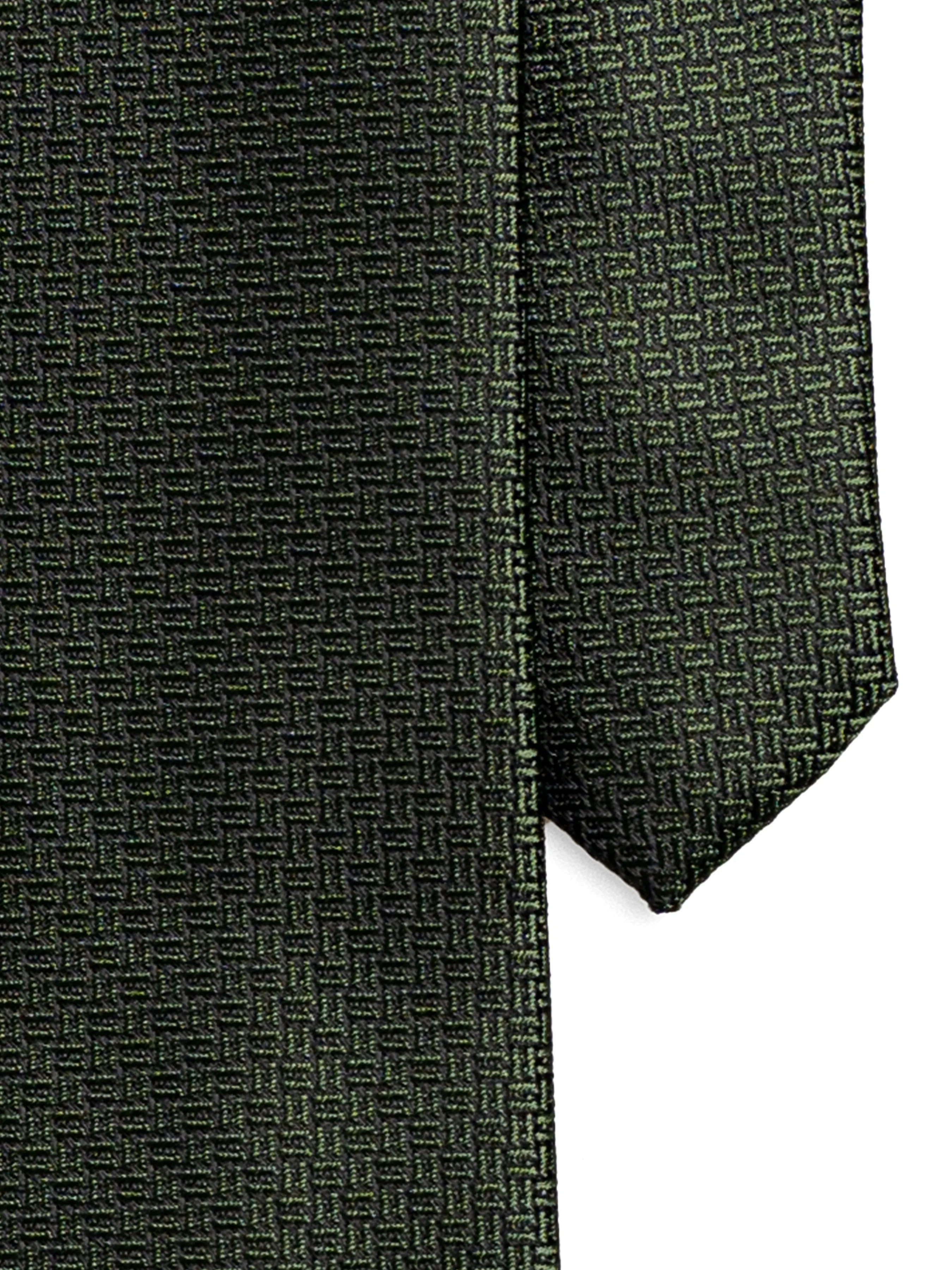 Geometric Tie - Dark Green with Mini Double Weave