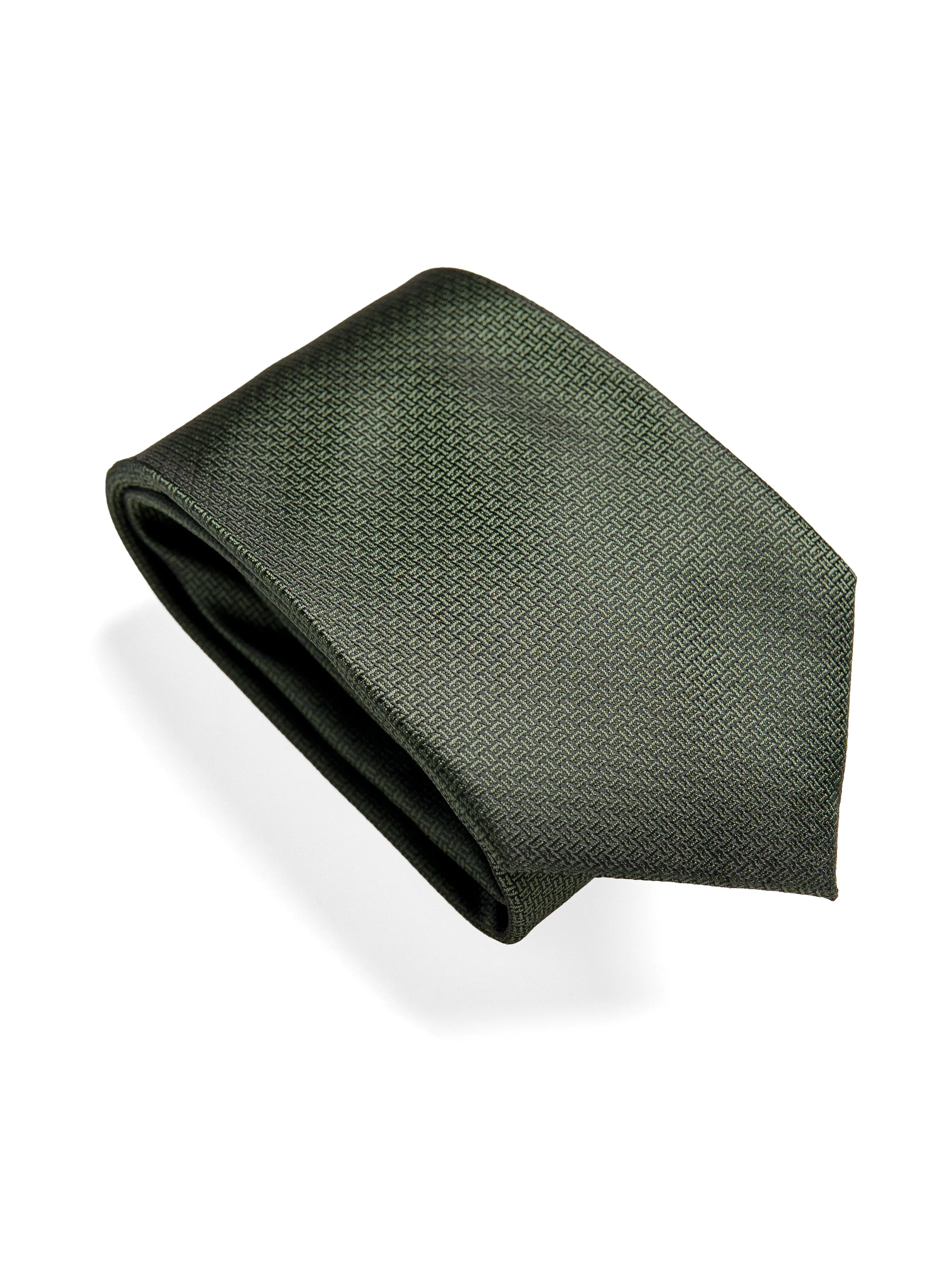 Geometric Tie - Dark Green with Mini Double Weave