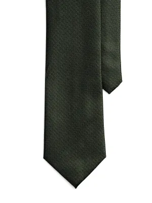 Geometric Tie - Dark Green with Mini Double Weave