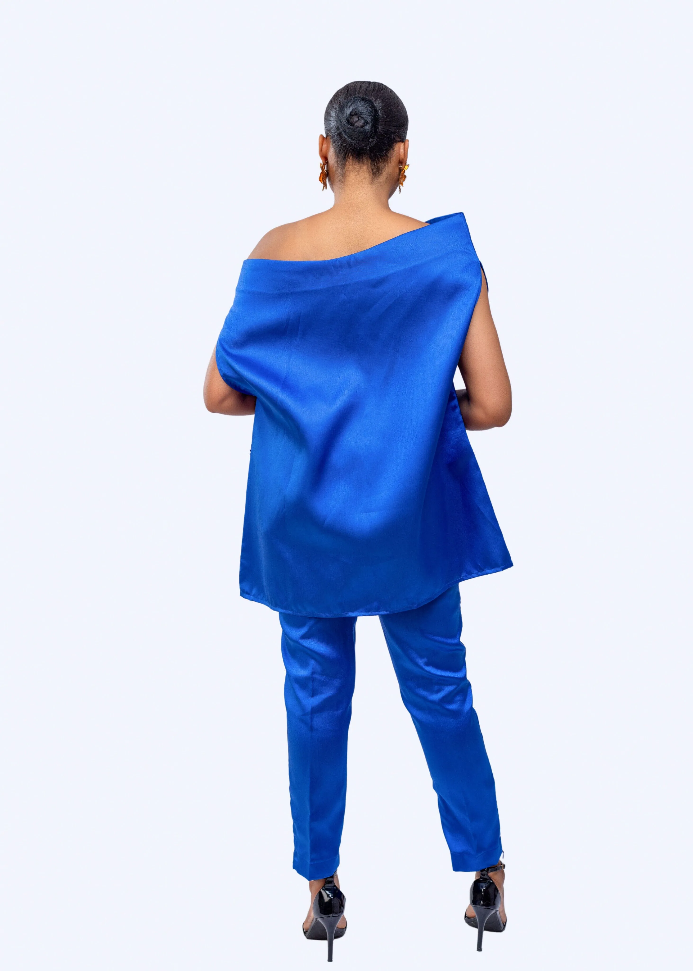Goddess Pant set (Blue)  - Mikado silk with multicolor sequin