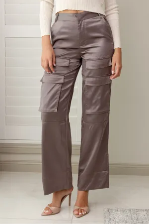 GRACELAND WIDE LEG PANTS - Mauve Satin
