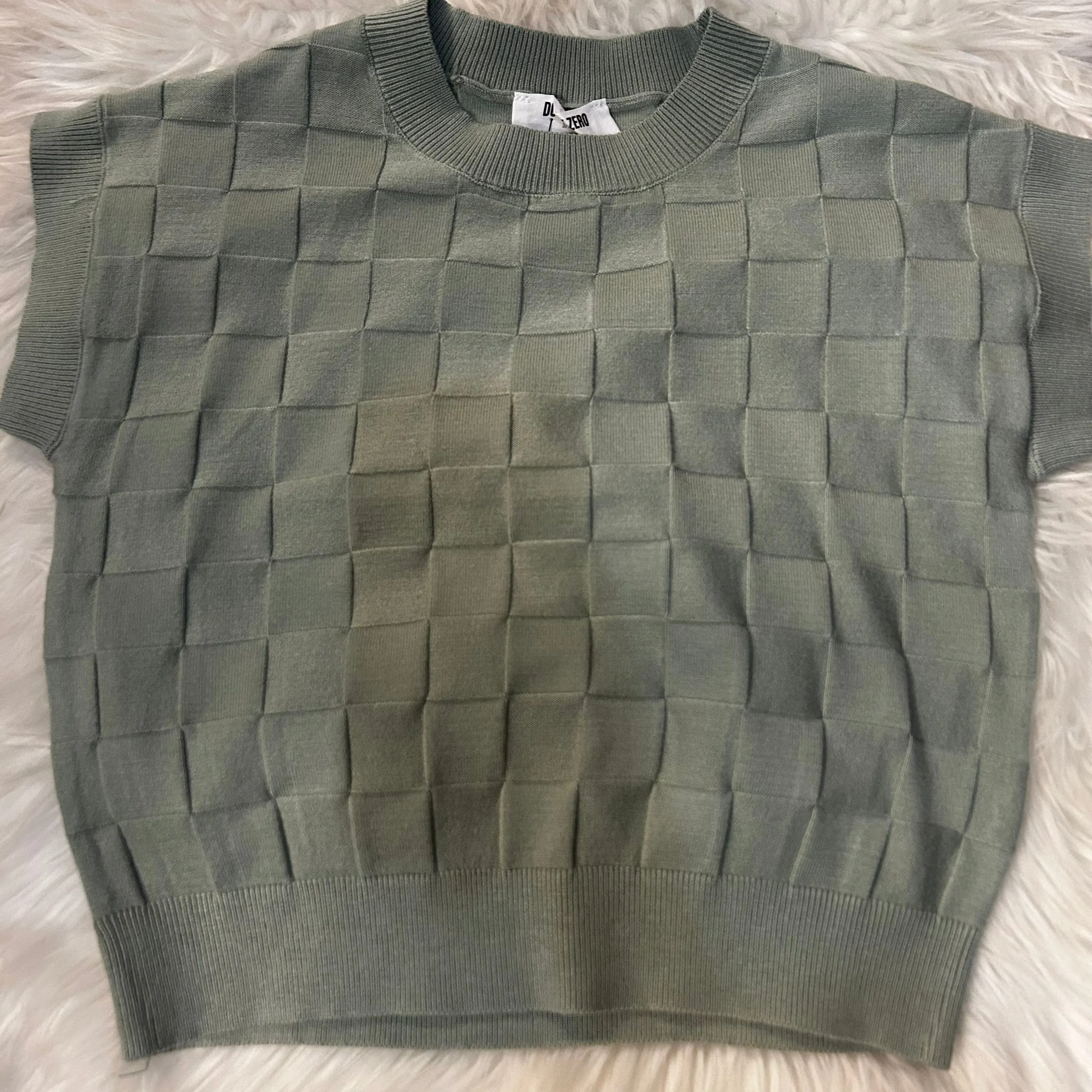 Green Checkered Sleeveless Sweater