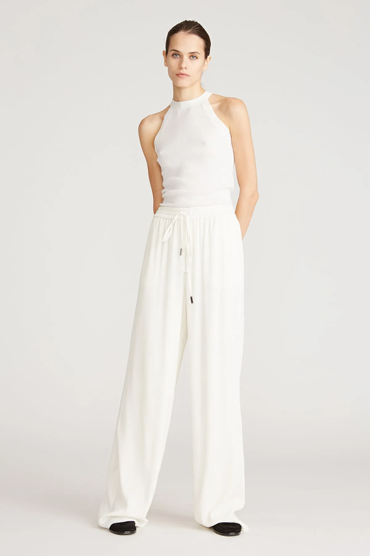 Halston - Fawn Crepeon Wide Pant - White