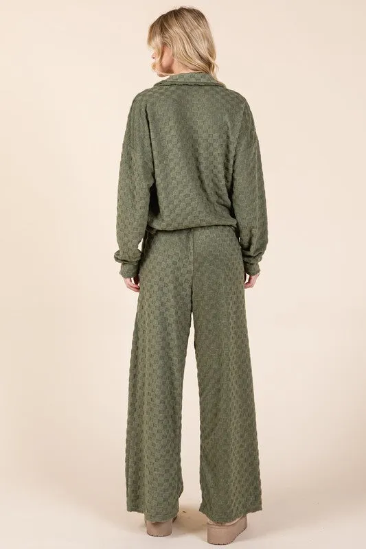 Hazel Blues® |  BOMBOM Tied Checkered Wide Leg Pants