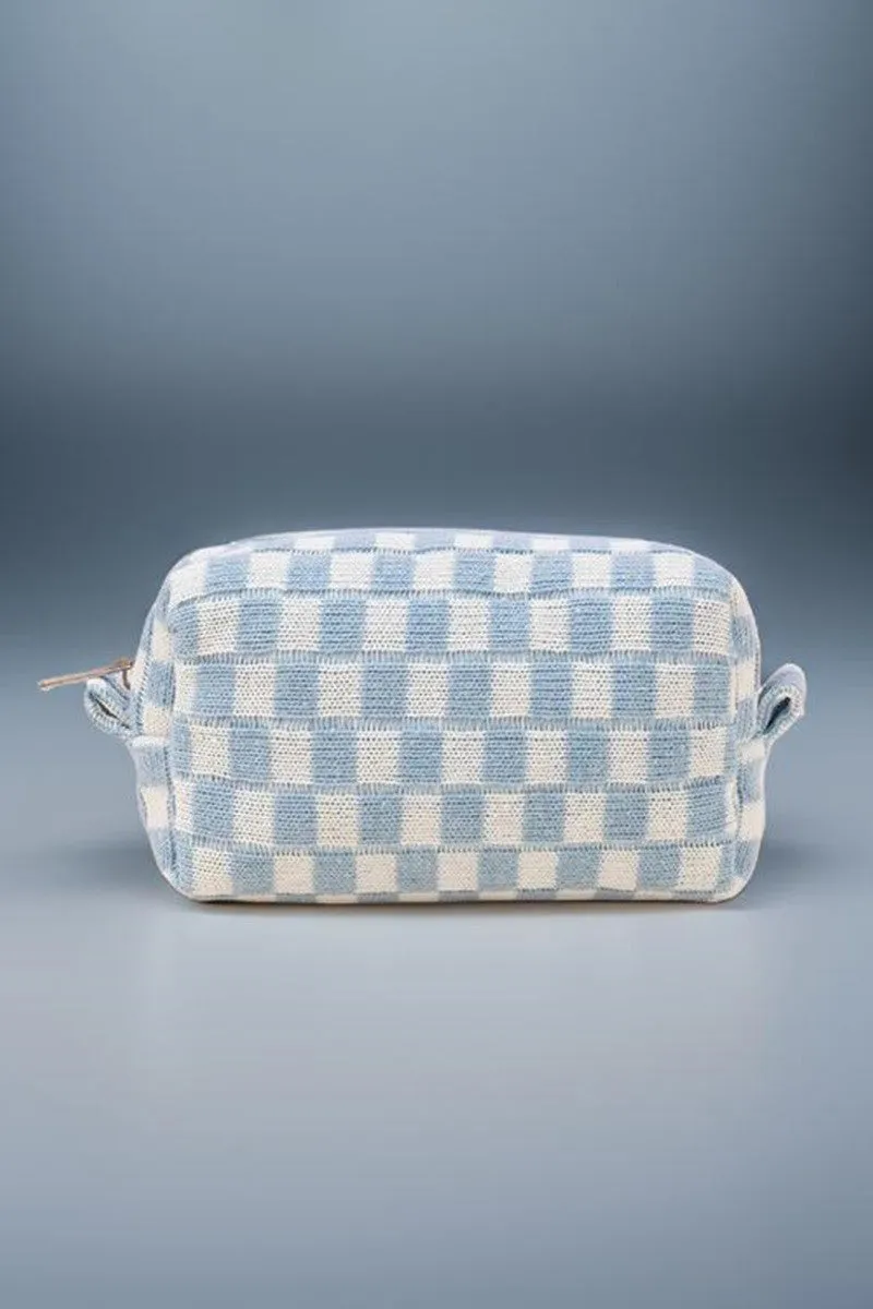 Hazel Blues® |  Zenana Checkered Pattern Knitted Cosmetic Pouch