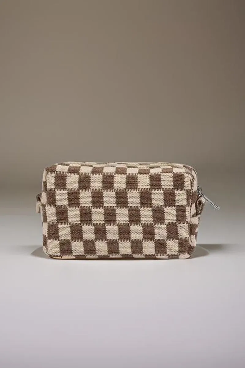Hazel Blues® |  Zenana Checkered Pattern Knitted Cosmetic Pouch
