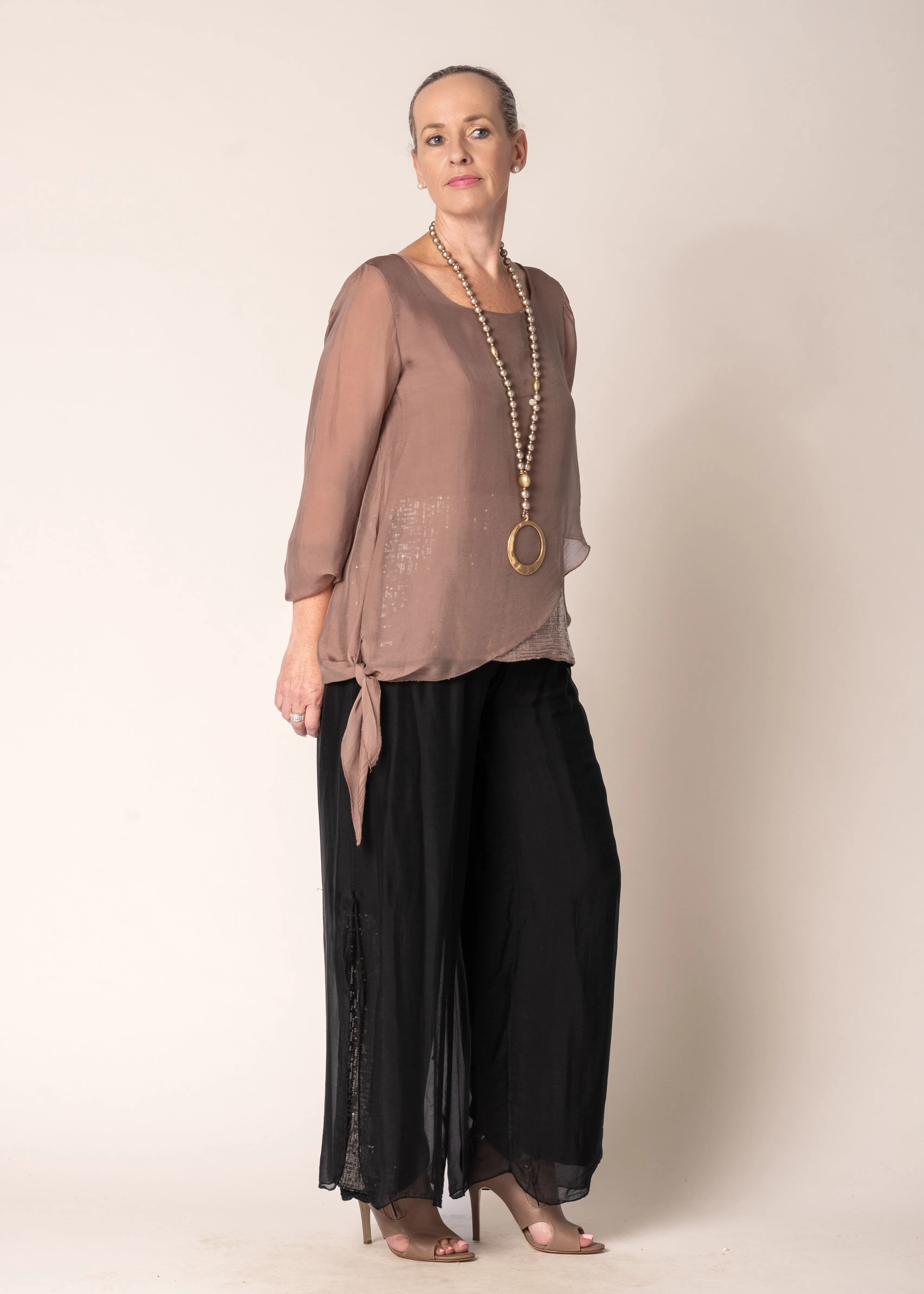 Heathie Silk Top in Milk Chocolate