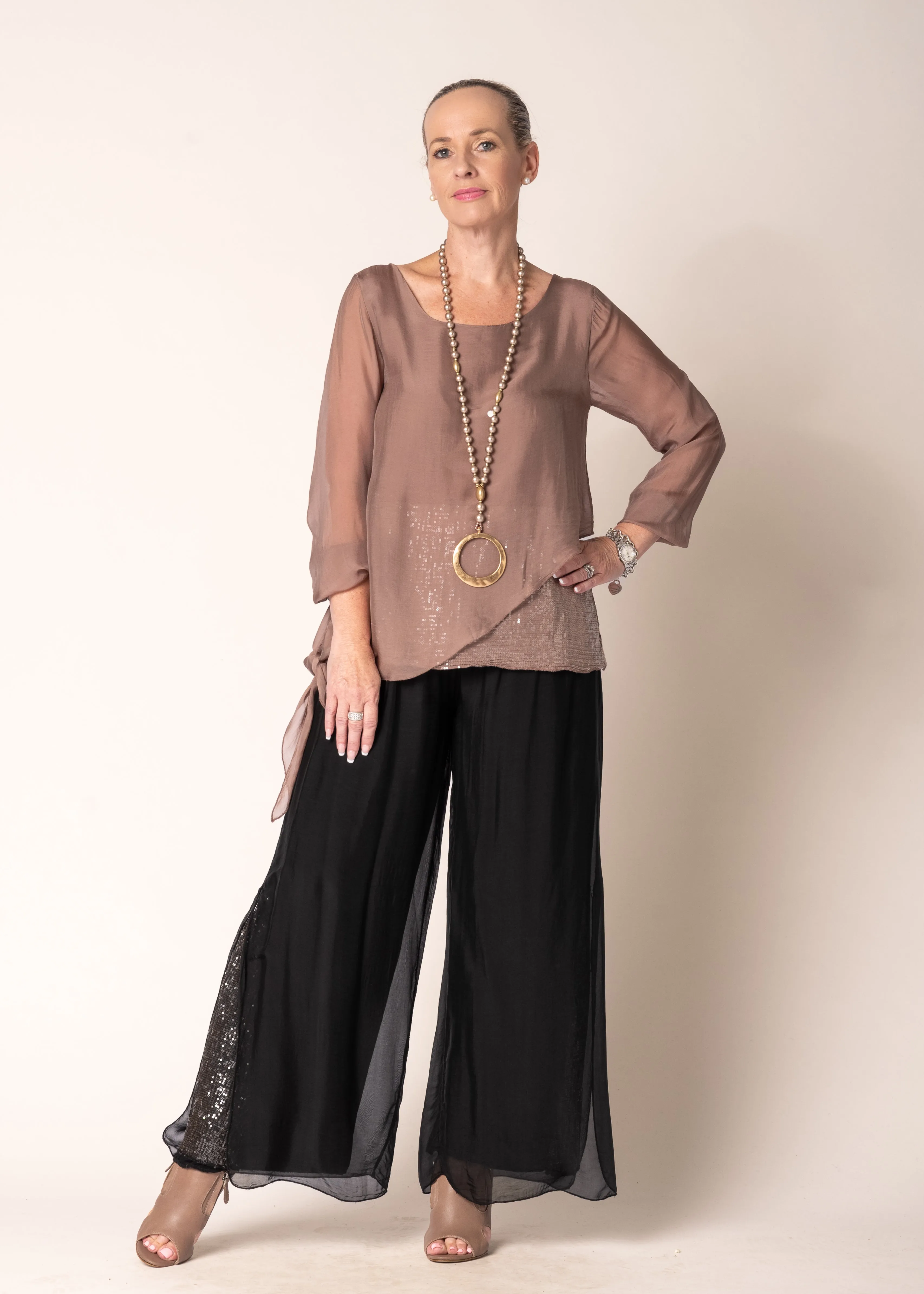 Heathie Silk Top in Milk Chocolate