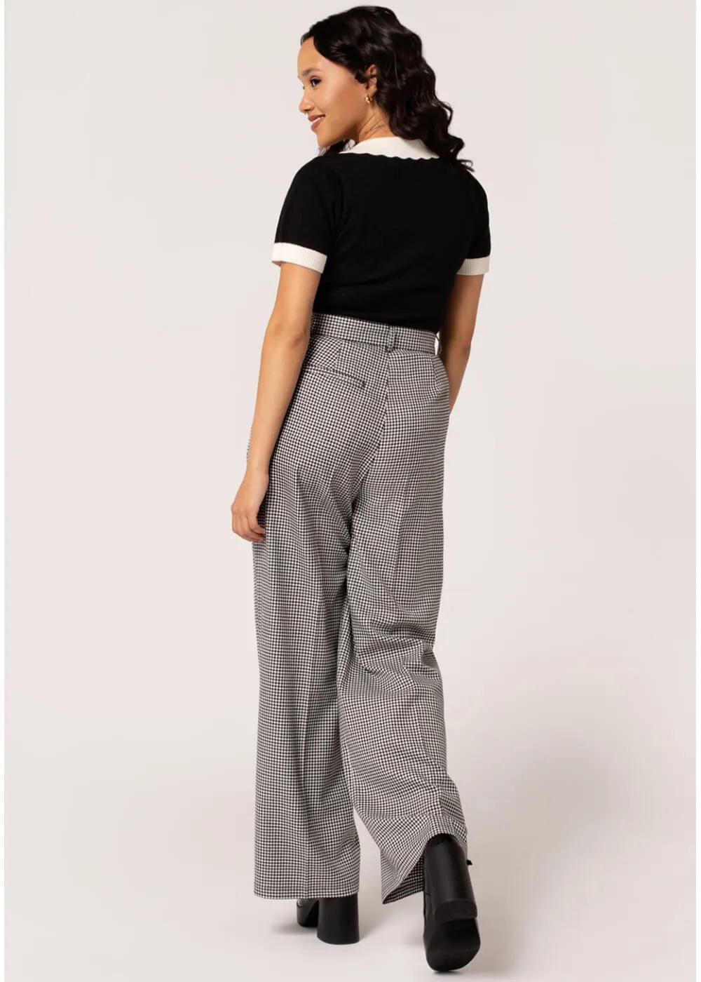 Hell Bunny Teddy Houndstooth 40's Trousers Grey