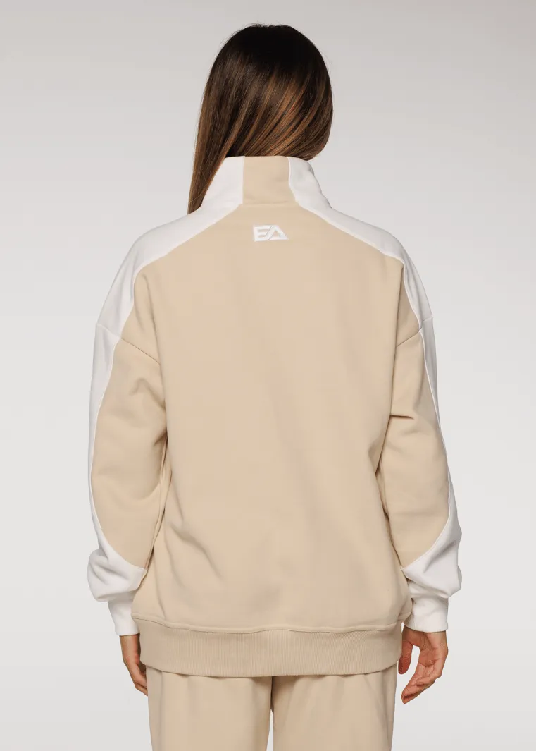 Iconic Retro ¼ Zip - Beige-White