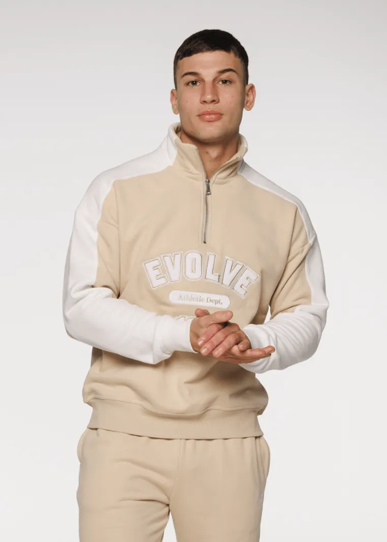Iconic Retro ¼ Zip - Beige-White