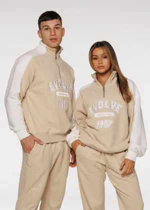 Iconic Retro ¼ Zip - Beige-White