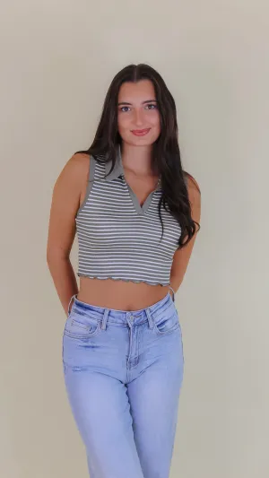 Illusion Striped Tank Top - Sage