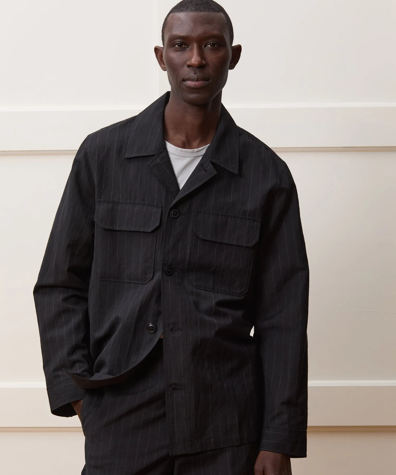 Italian Wool Linen Two-Pocket Overshirt