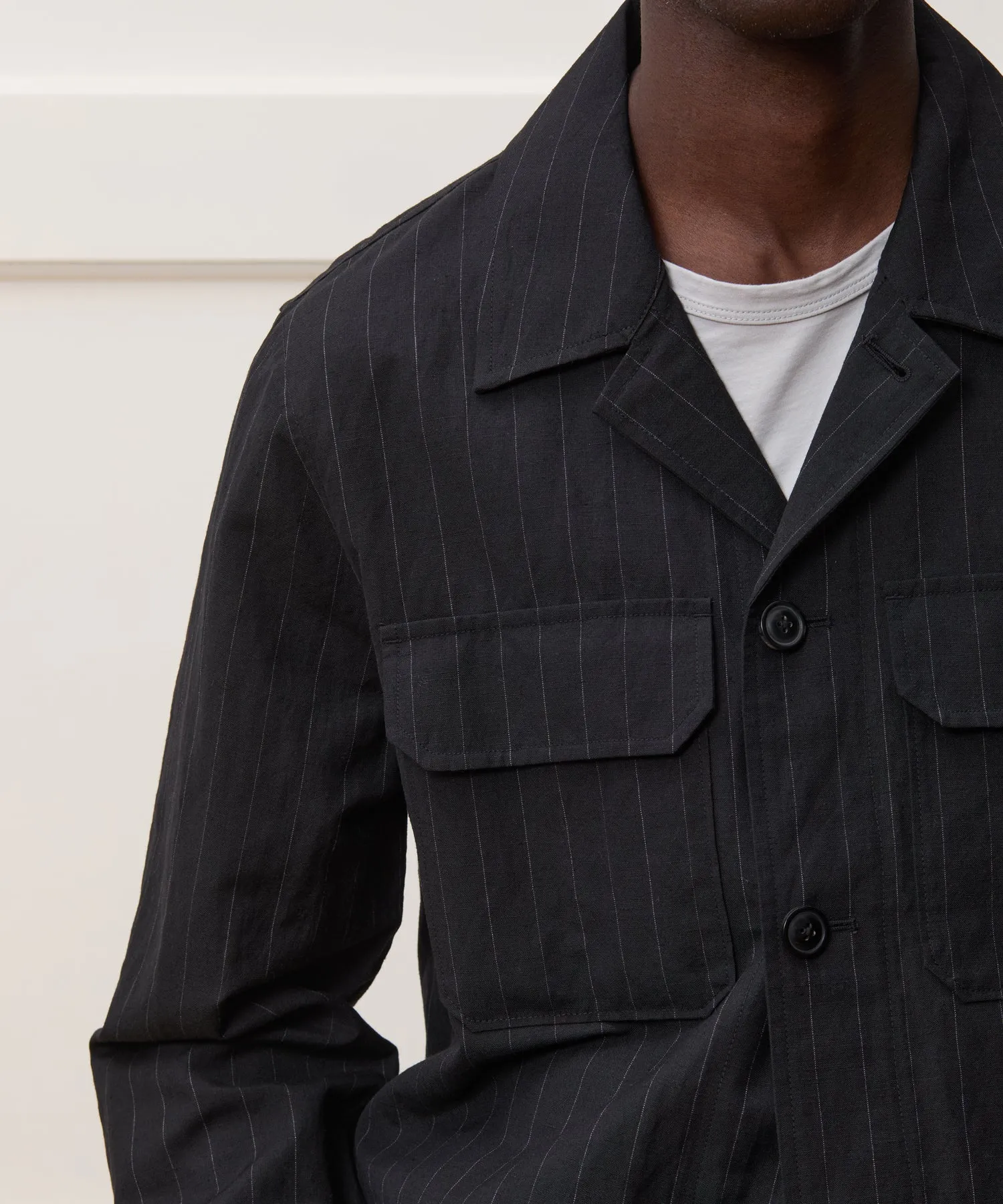 Italian Wool Linen Two-Pocket Overshirt