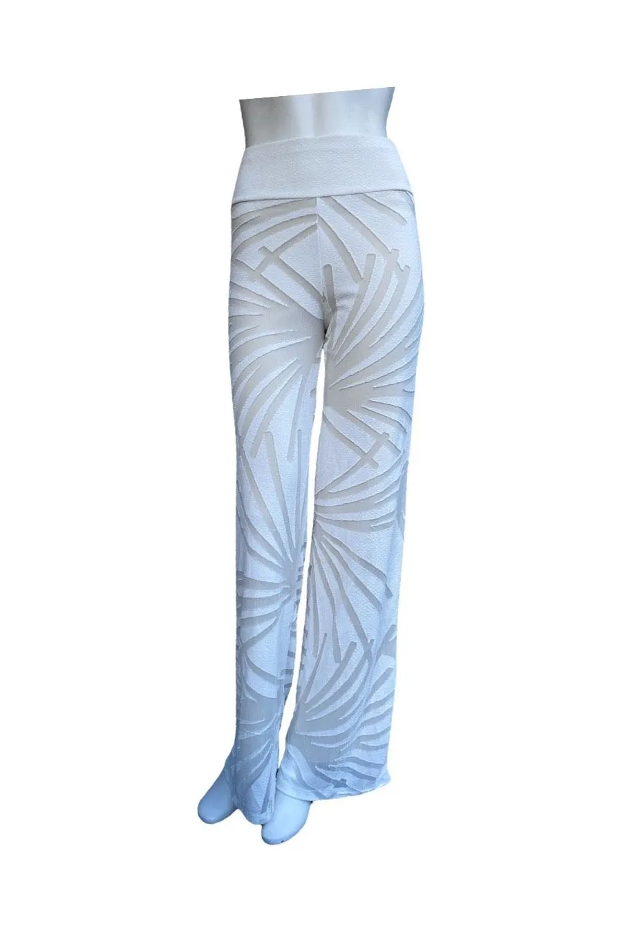 IVY OFf-White Luxurious Burnout fabric Palazzo Pants