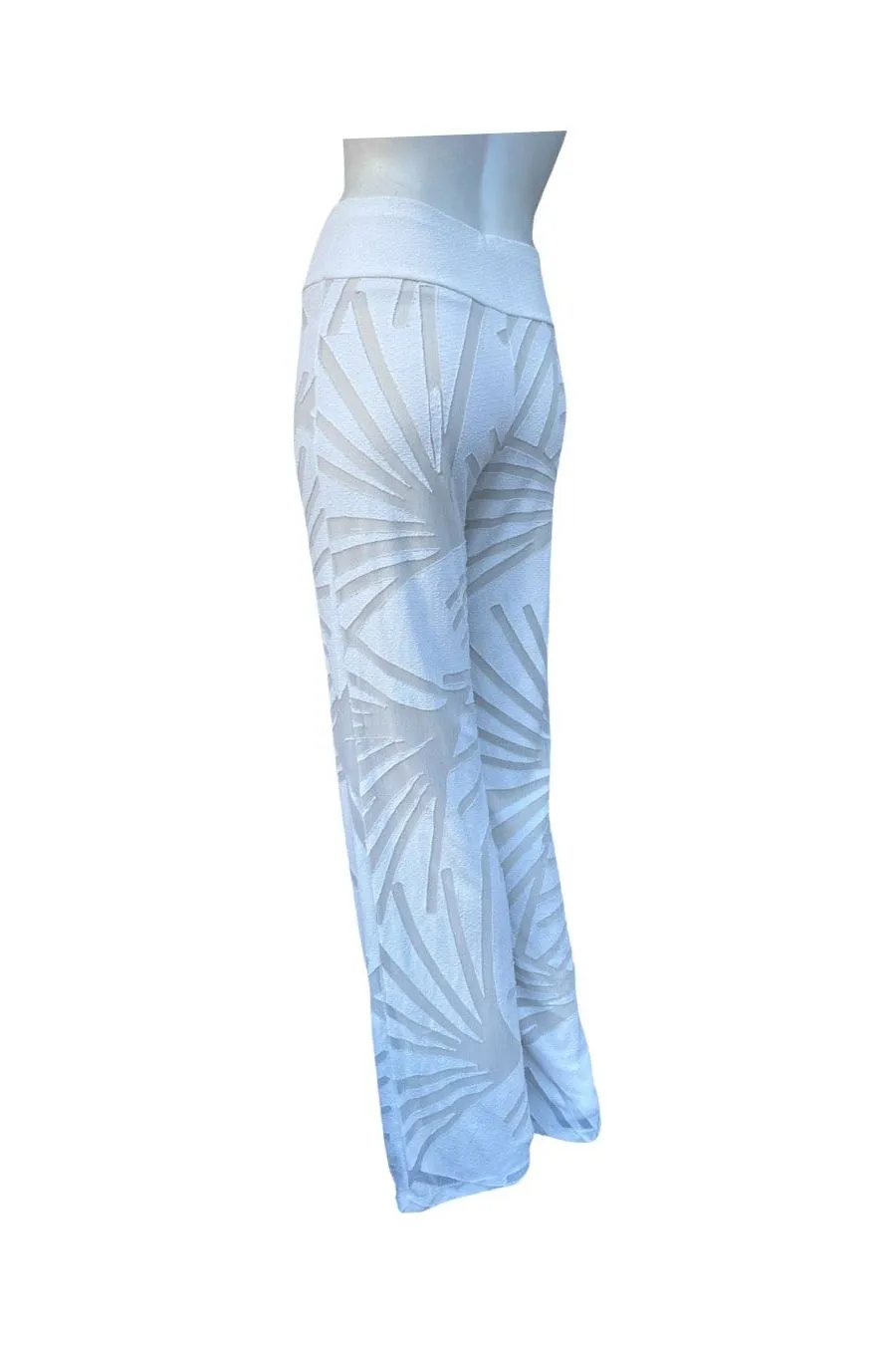 IVY OFf-White Luxurious Burnout fabric Palazzo Pants