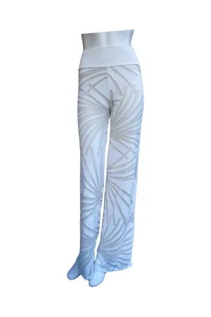 IVY OFf-White Luxurious Burnout fabric Palazzo Pants