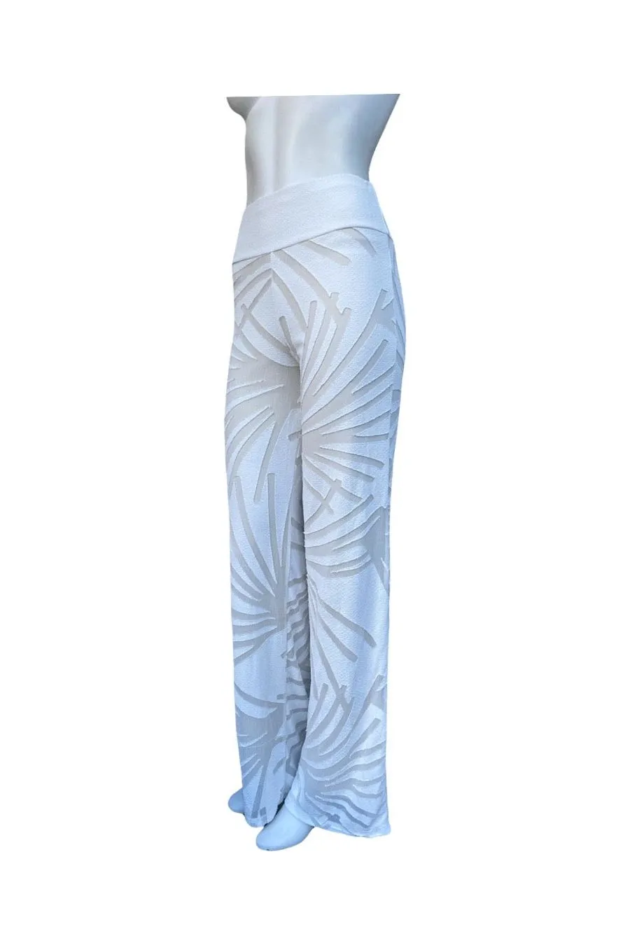IVY OFf-White Luxurious Burnout fabric Palazzo Pants