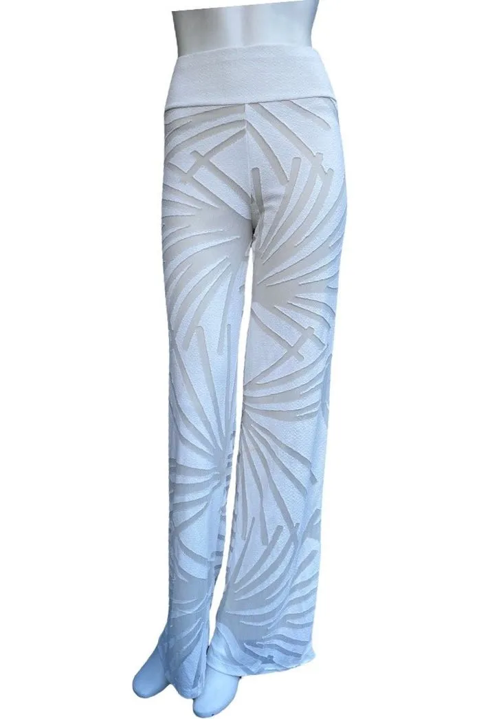 IVY OFf-White Luxurious Burnout fabric Palazzo Pants
