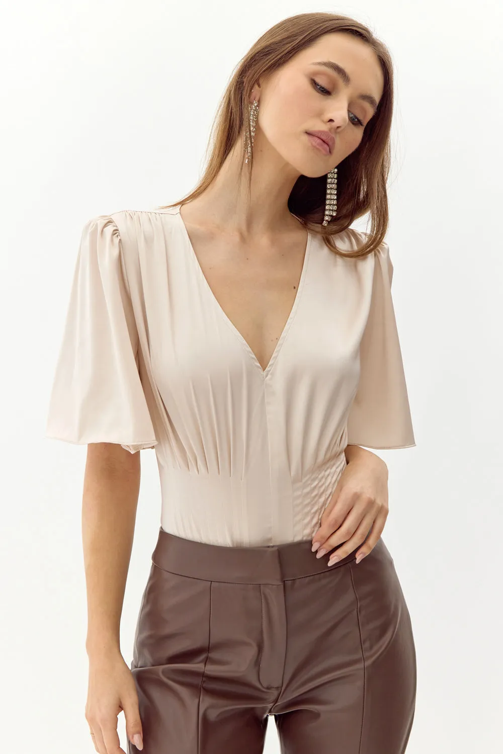 Johanna Short Sleeve Pintucked Bodysuit