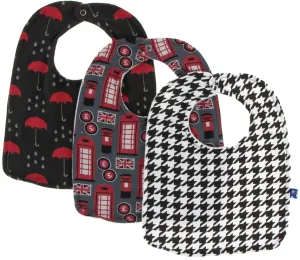 KicKee Pants London Bib Set-Umbrellas and Rain Clouds, Life About Town & Zebra Houndstooth