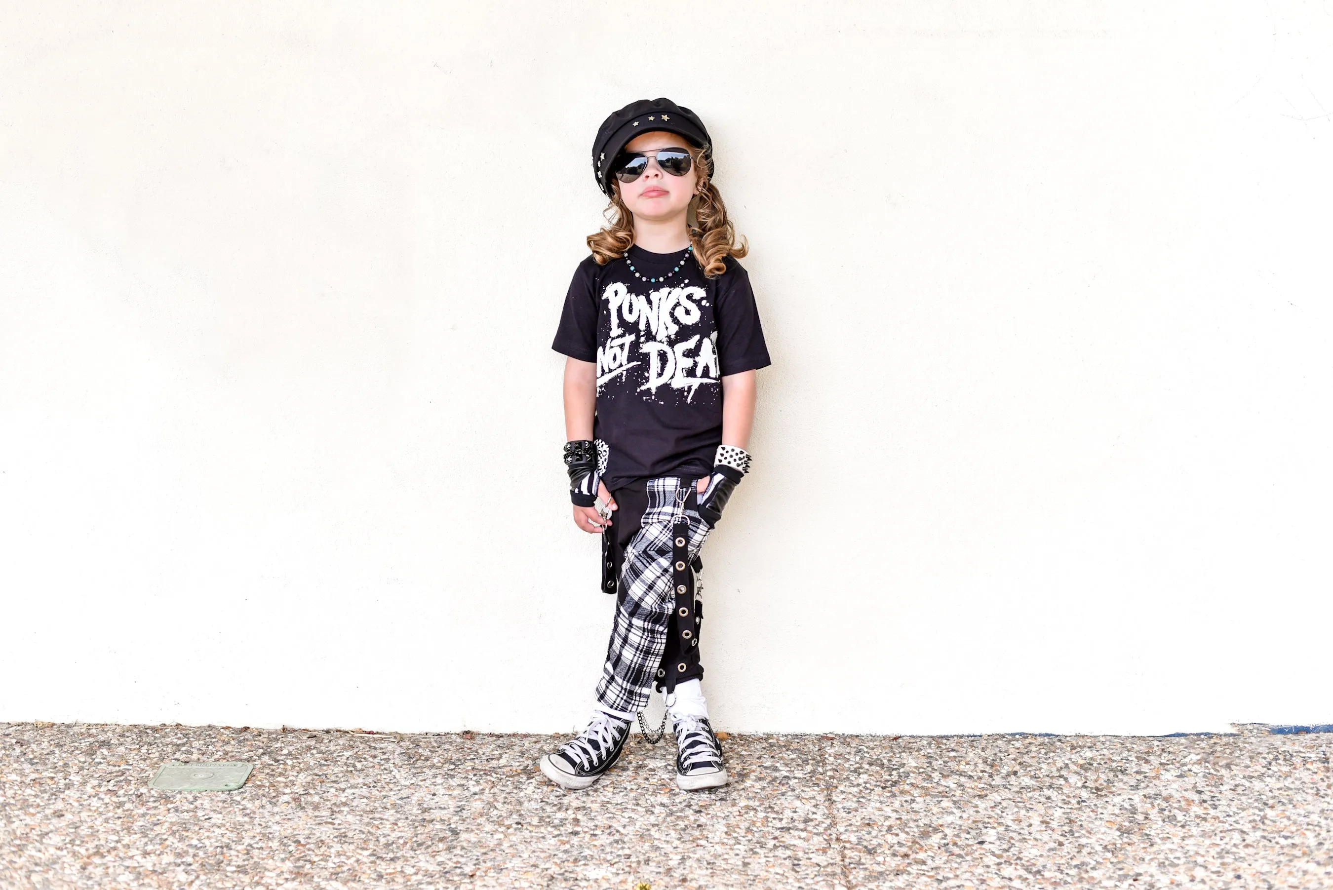 Kids Swagger Pants Punk Bottoms Plaid Black and White Skinny Pants for unisex kids boys girls