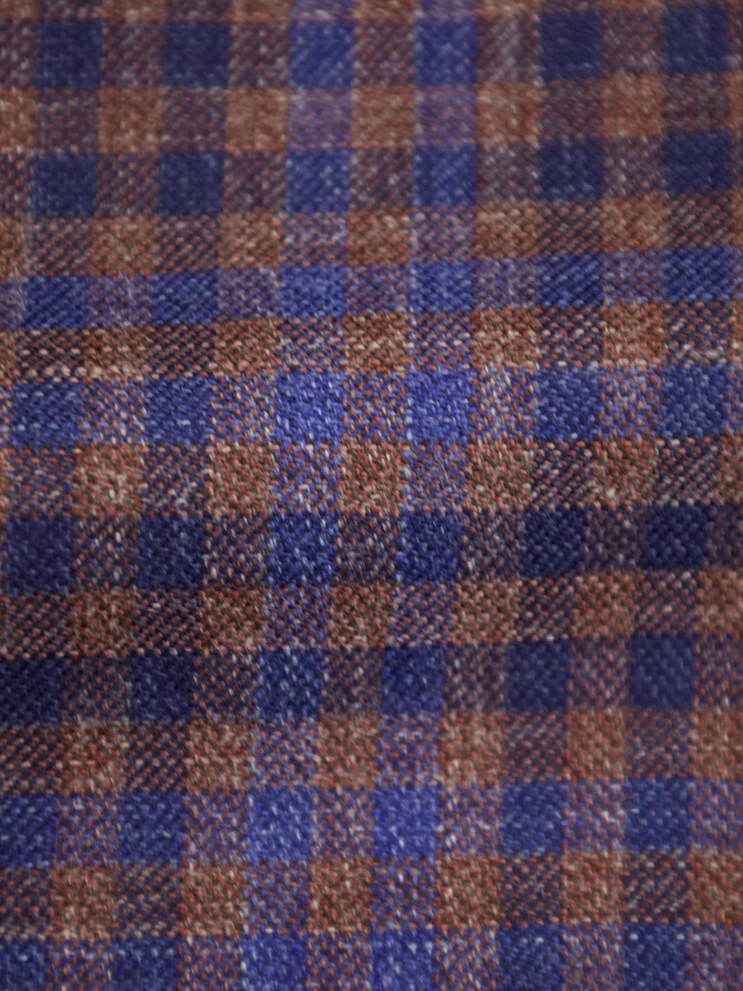 Kiton Light Brown & Azure Blue Cashmere, Silk & Linen Gingham Check Jacket