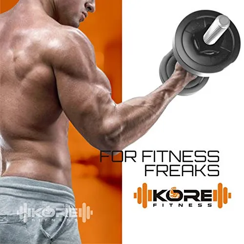 Kore PVC 50 Kg Home Gym Set With One 5 Ft Plain   One 3 Ft Curl Rod And One Pair Dumbbell Rods, Multicolour