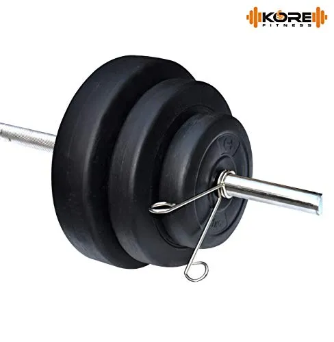 Kore PVC 50 Kg Home Gym Set With One 5 Ft Plain   One 3 Ft Curl Rod And One Pair Dumbbell Rods, Multicolour