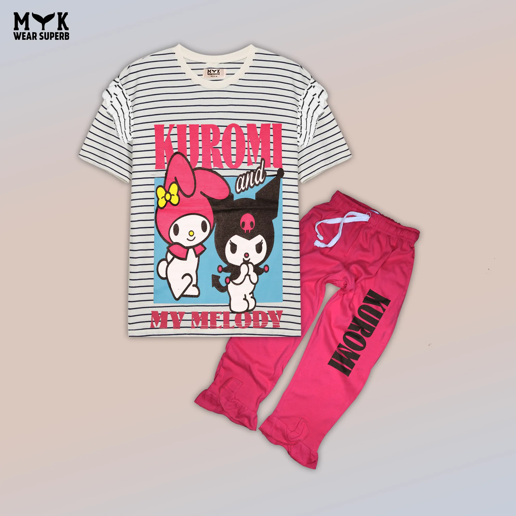 Kuromi & My Melody Girls' Summer Night Suit – Stylish & Comfy