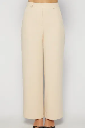 LETICIA HIGH WAISTED WIDE PANTS - Beige