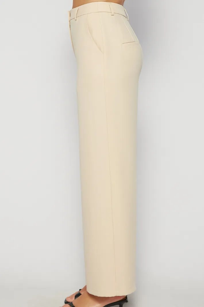 LETICIA HIGH WAISTED WIDE PANTS - Beige