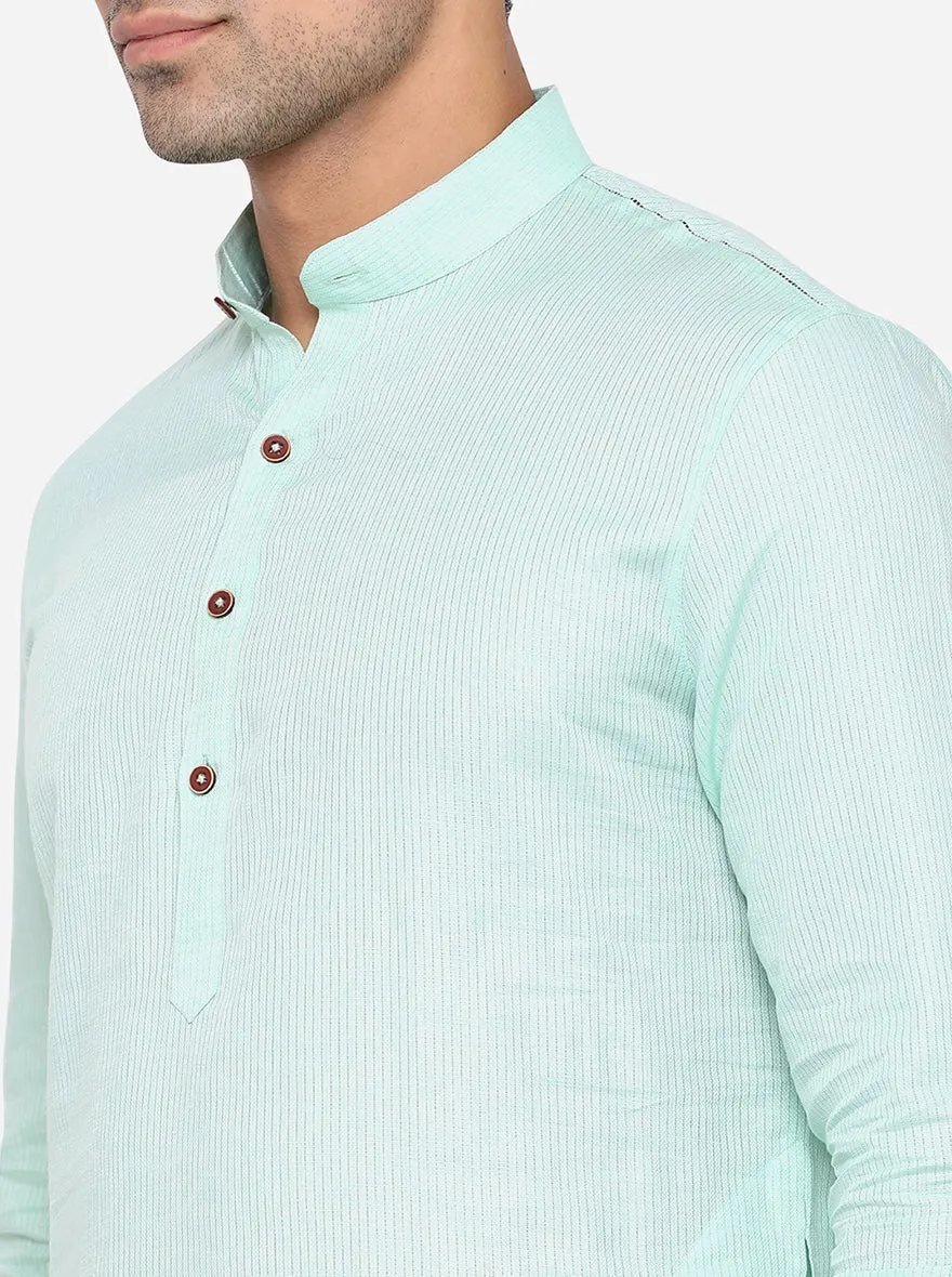 Light Blue Solid Regular Fit Modi Kurta | JadeBlue
