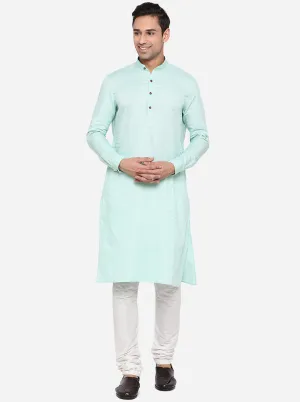 Light Blue Solid Regular Fit Modi Kurta | JadeBlue