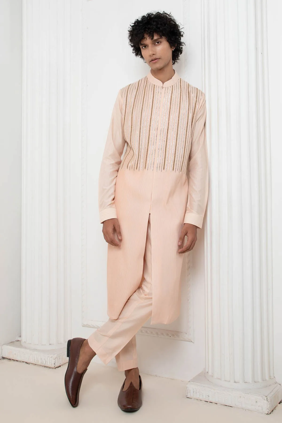 Light Pink Zardosi Kurta Set