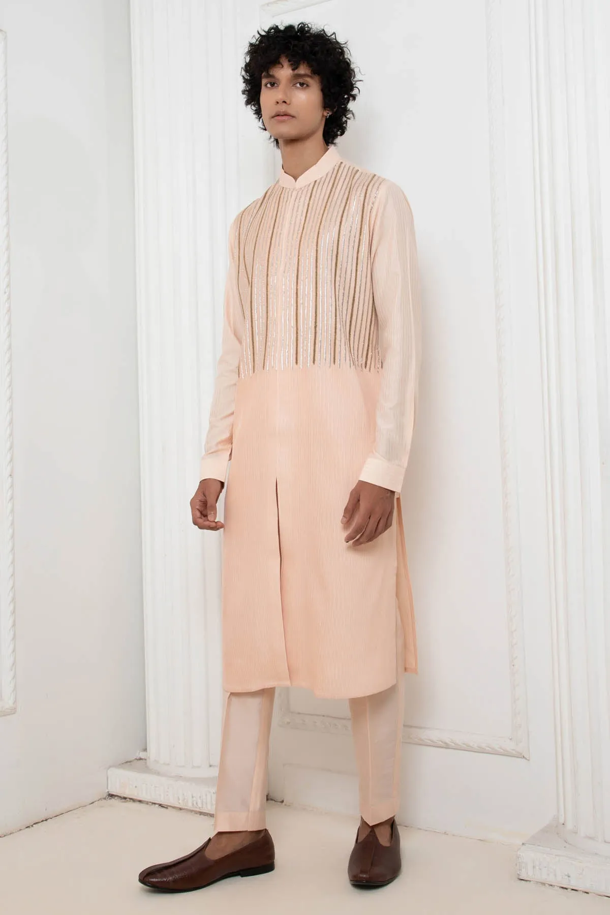 Light Pink Zardosi Kurta Set