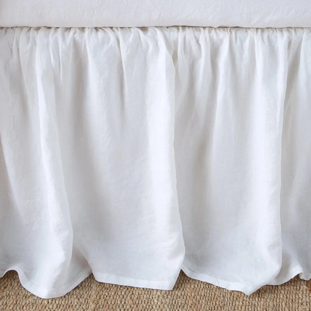 Linen Bed Skirt - White - King