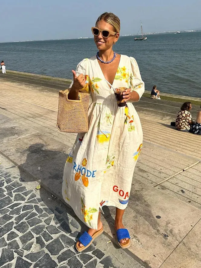 Linen Dress | Beige | Linen | Lightweight and Breathable