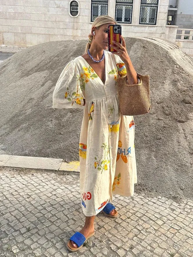Linen Dress | Beige | Linen | Lightweight and Breathable