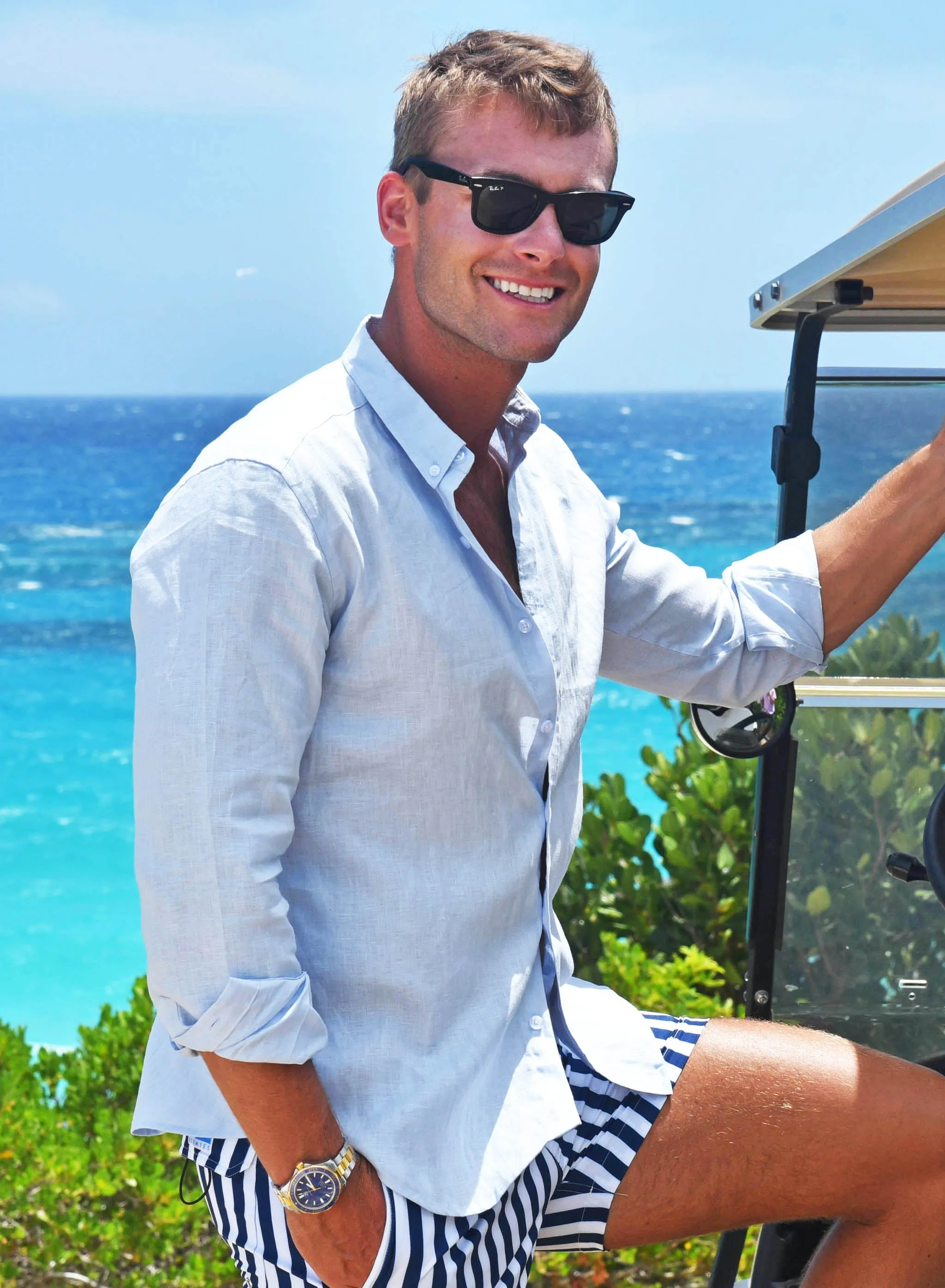 Linen ShIrt - Blue by Bermies Swimwear