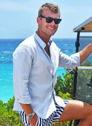 Linen ShIrt - Blue by Bermies Swimwear