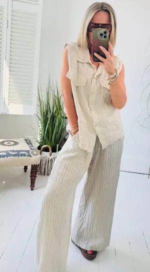 Linen stripe trousers